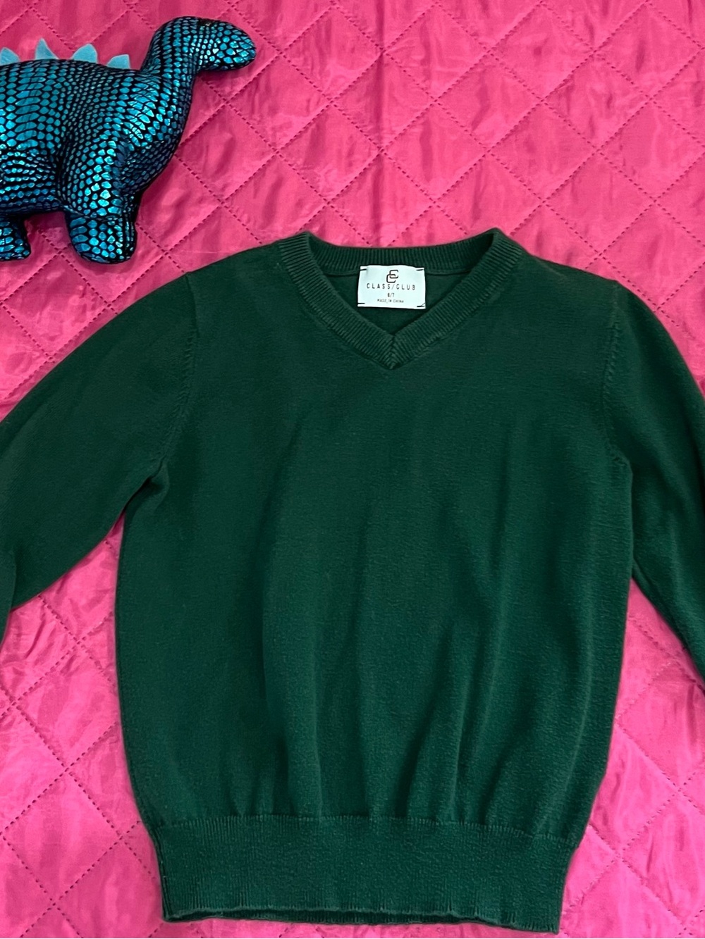 Club Room kids talla 6/7  Dark Green V-Neck Sweater
